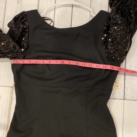 Eliza J Sequin Balloon-Sleeve Sheath Dress Black size 4 New!! - Picture 3 of 12